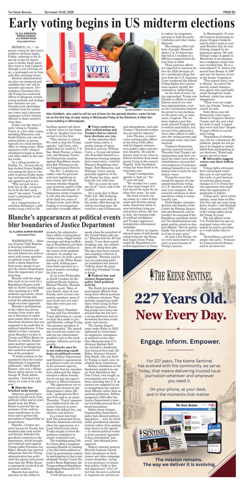 Page B2 | e-Edition | keenesentinel.com