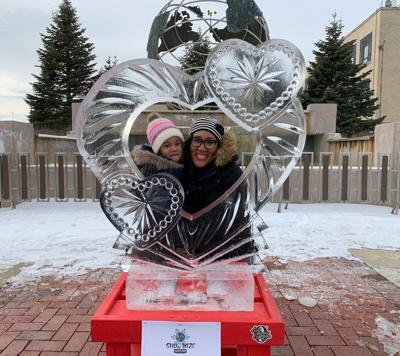 Heart ice sculpture