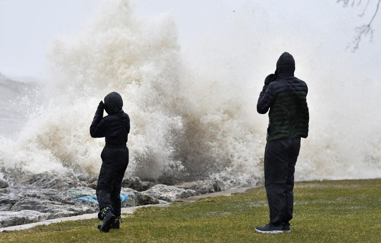 Storm surge causes huge waves, flooded streets near Lake Michigan