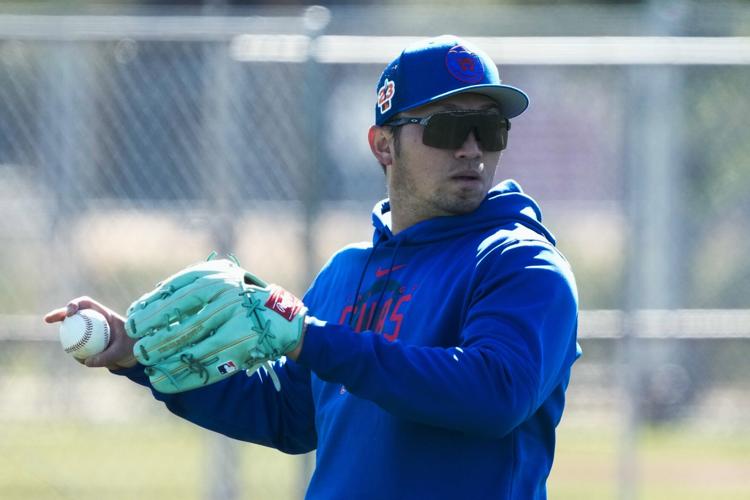 Batting practice and sunglasses at Cubs spring training