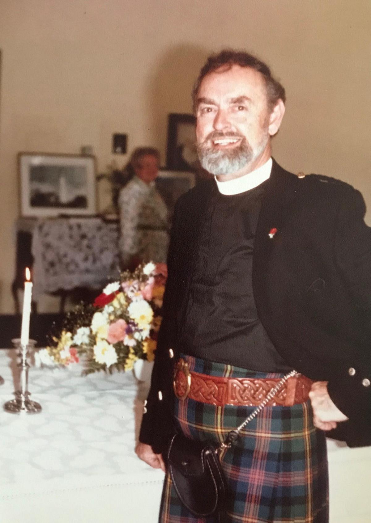 Father Mac in kilt