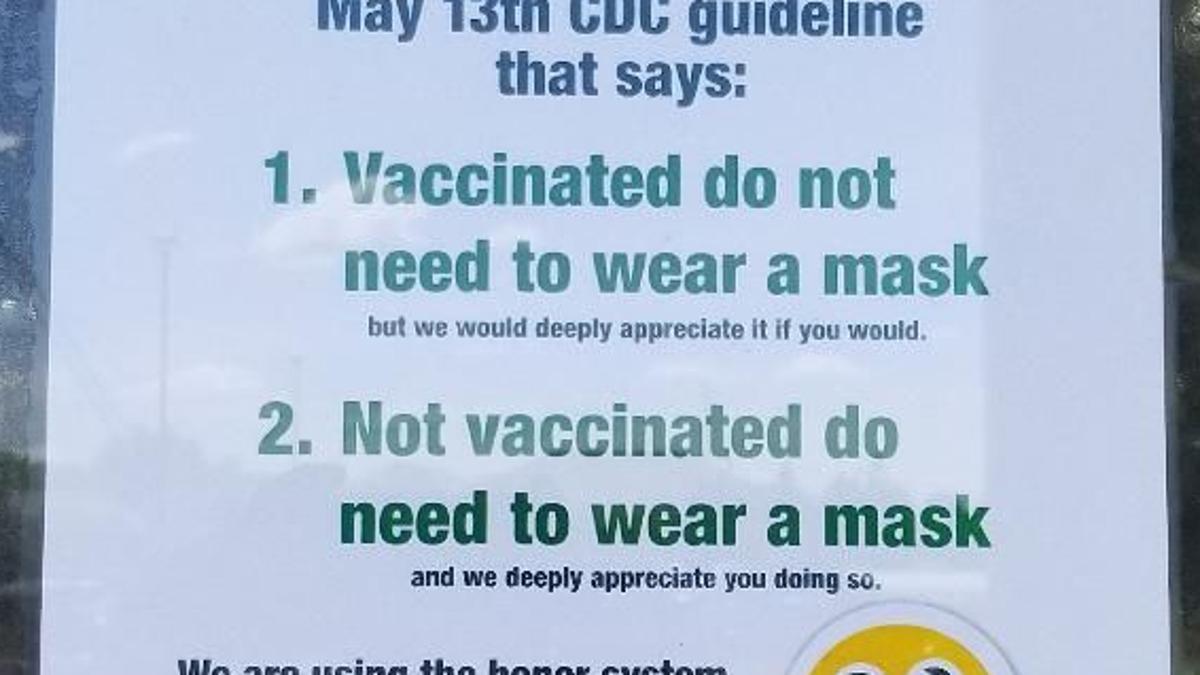 photo Masks Not Required Sign If Vaccinated mandatory face mask mandate