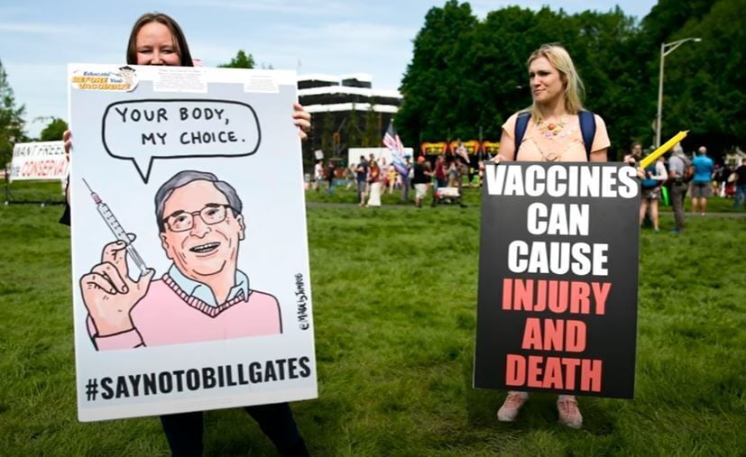 Image from COVID conspiracy video shared with students by teacher Jeff Taff