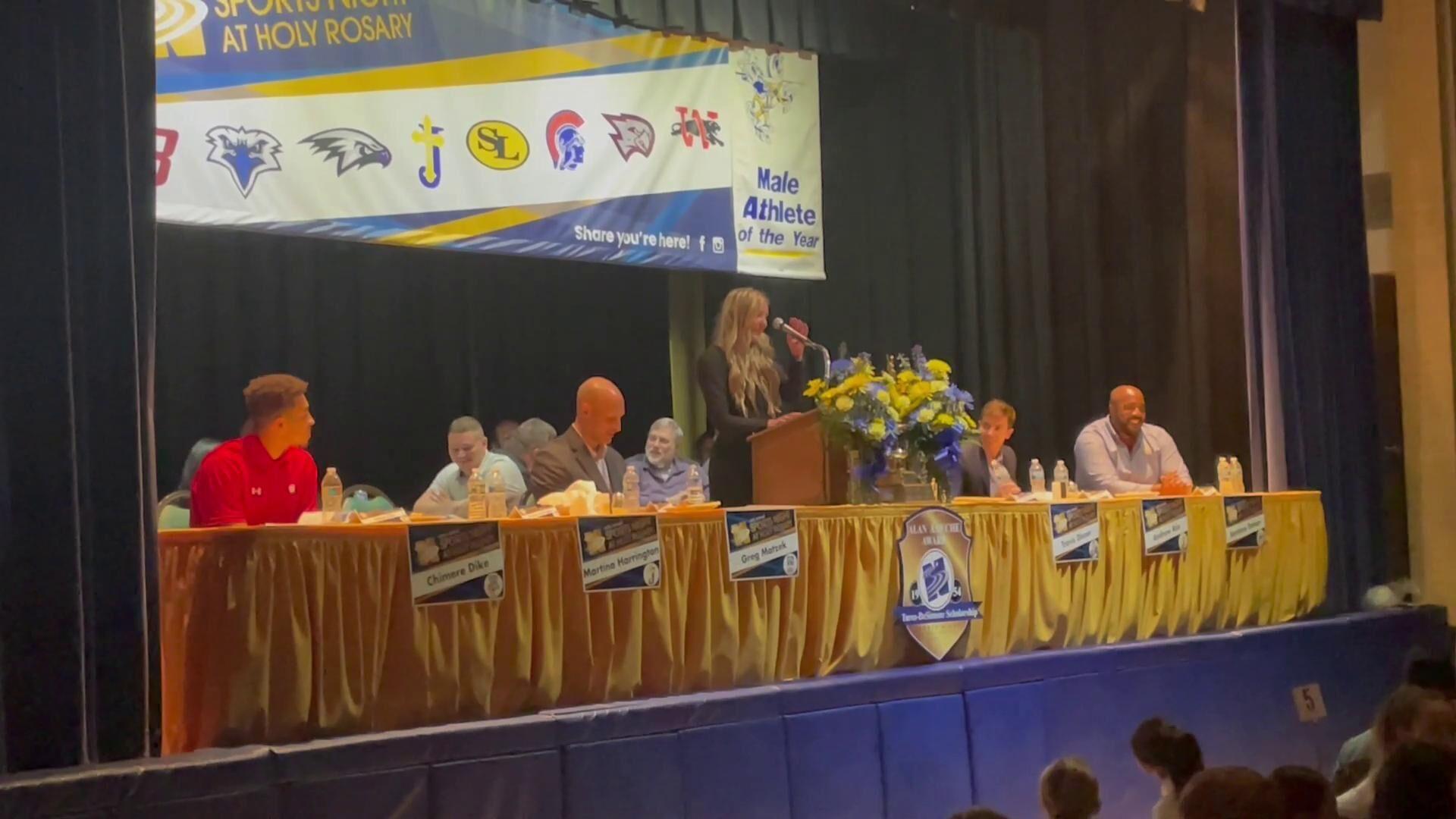 WATCH NOW: Holy Rosary Sports Night Outstanding Female Athlete of the Year  Martina Harrington gives a speech