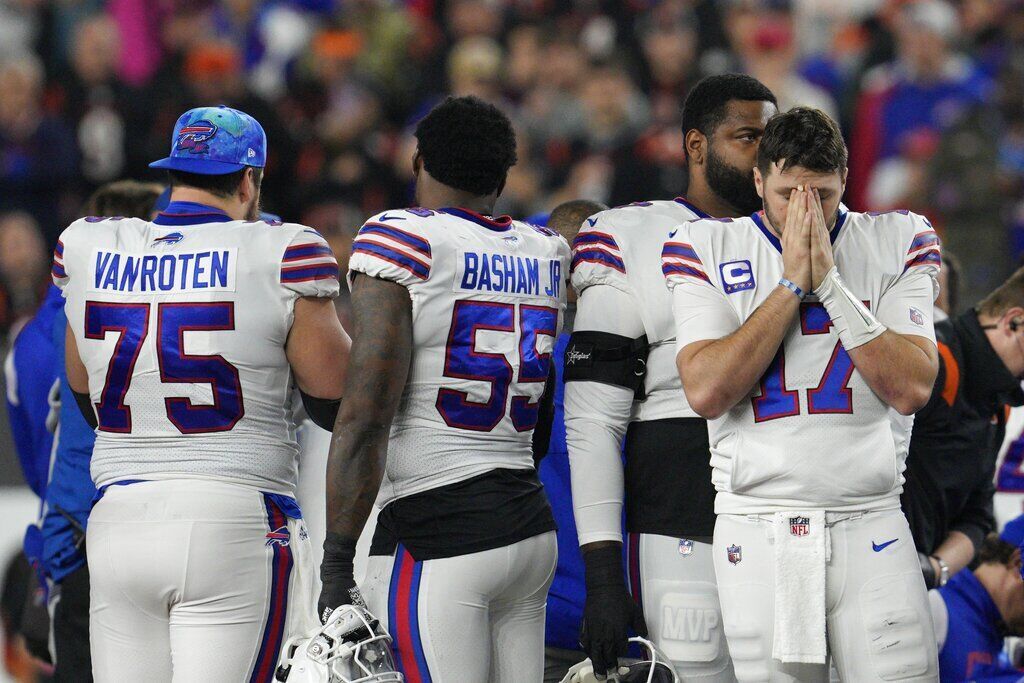 Buffalo Bills Josh Allen runs over everyone Dunkin Donuts shirt