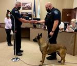K9 officer Jaxx sworn in by the Twin Lakes Police Department