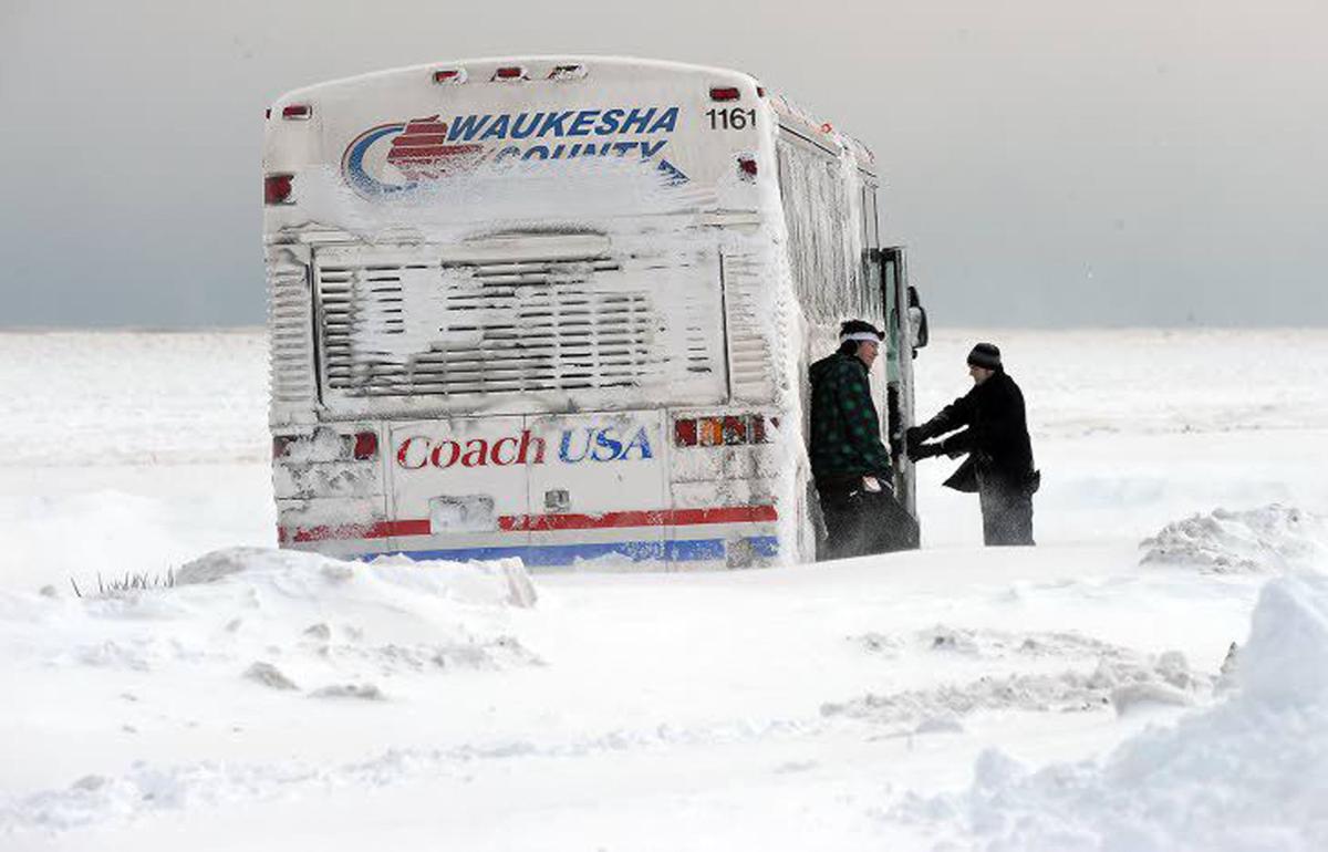 Groundhog Day blizzard of 2011 bus on Alford Park Drive.jpg