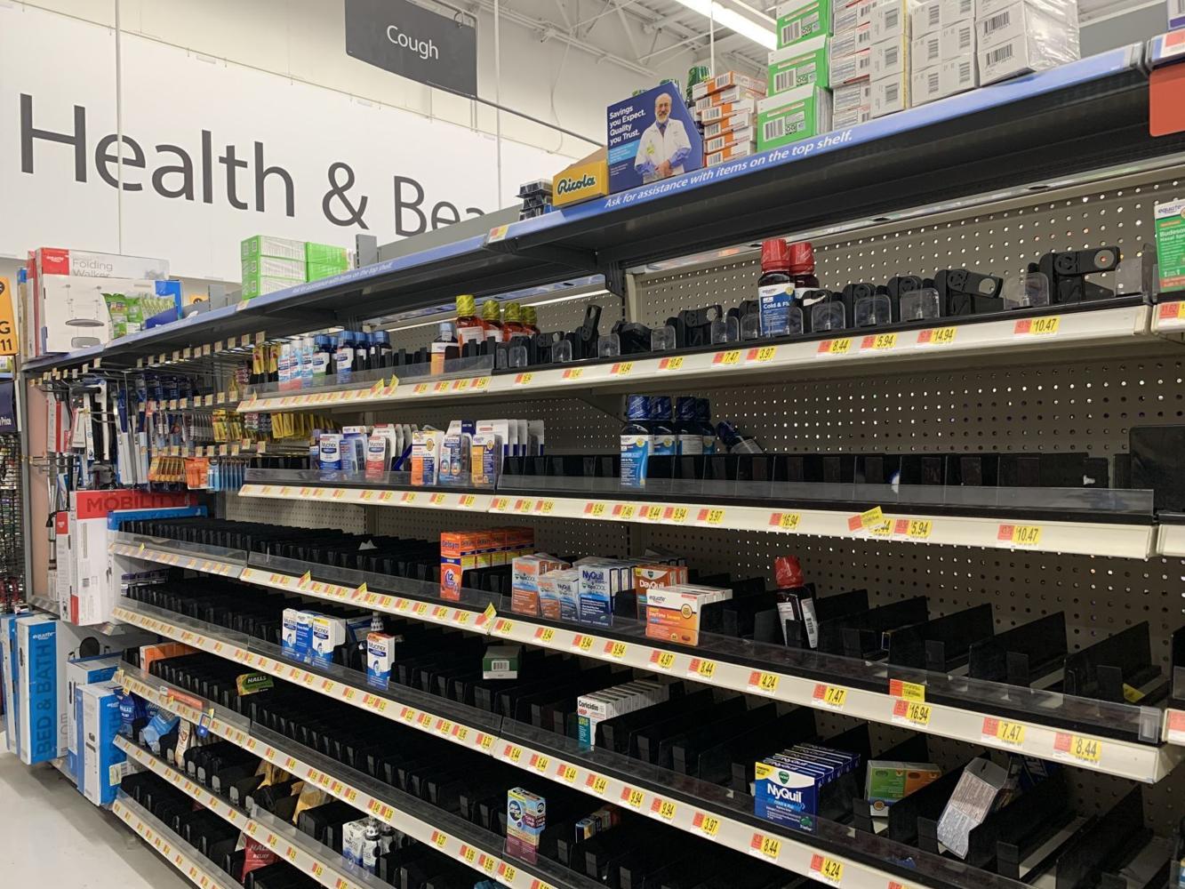 Empty Walmart shelves after coronavirus announcement in March 2020