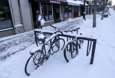 Bikes in snow on State Street, State Journal generic file photo