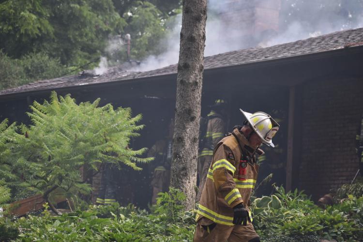 Pleasant Prairie, area agencies battle house fire Monday morning