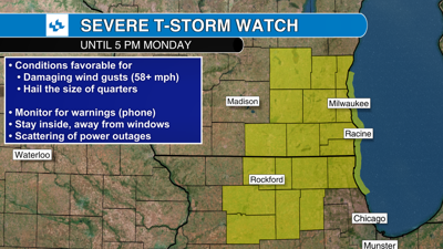 Severe Thunderstorm Watch until 5 p.m. for SE Wisconsin