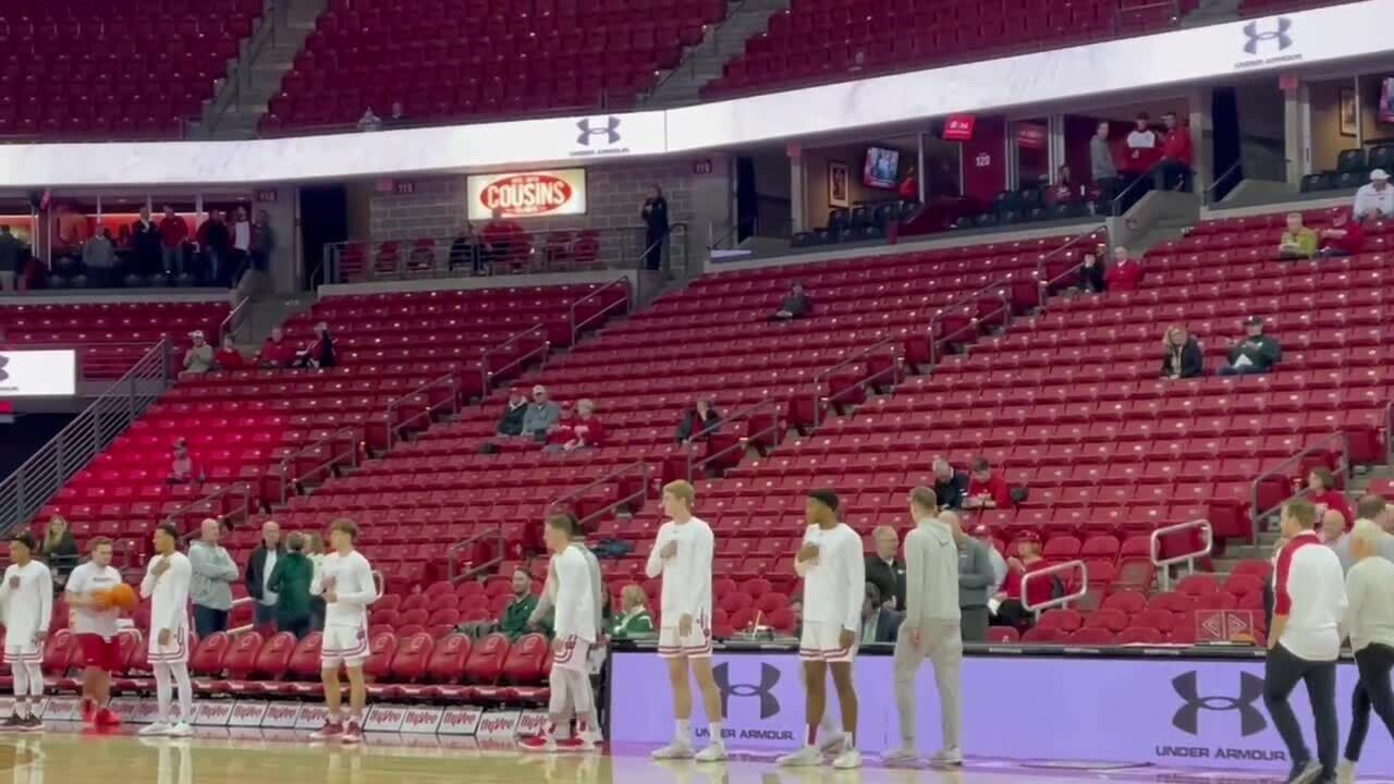 Wisconsin senior Tyler Wahl takes the court ahead of Michigan State game