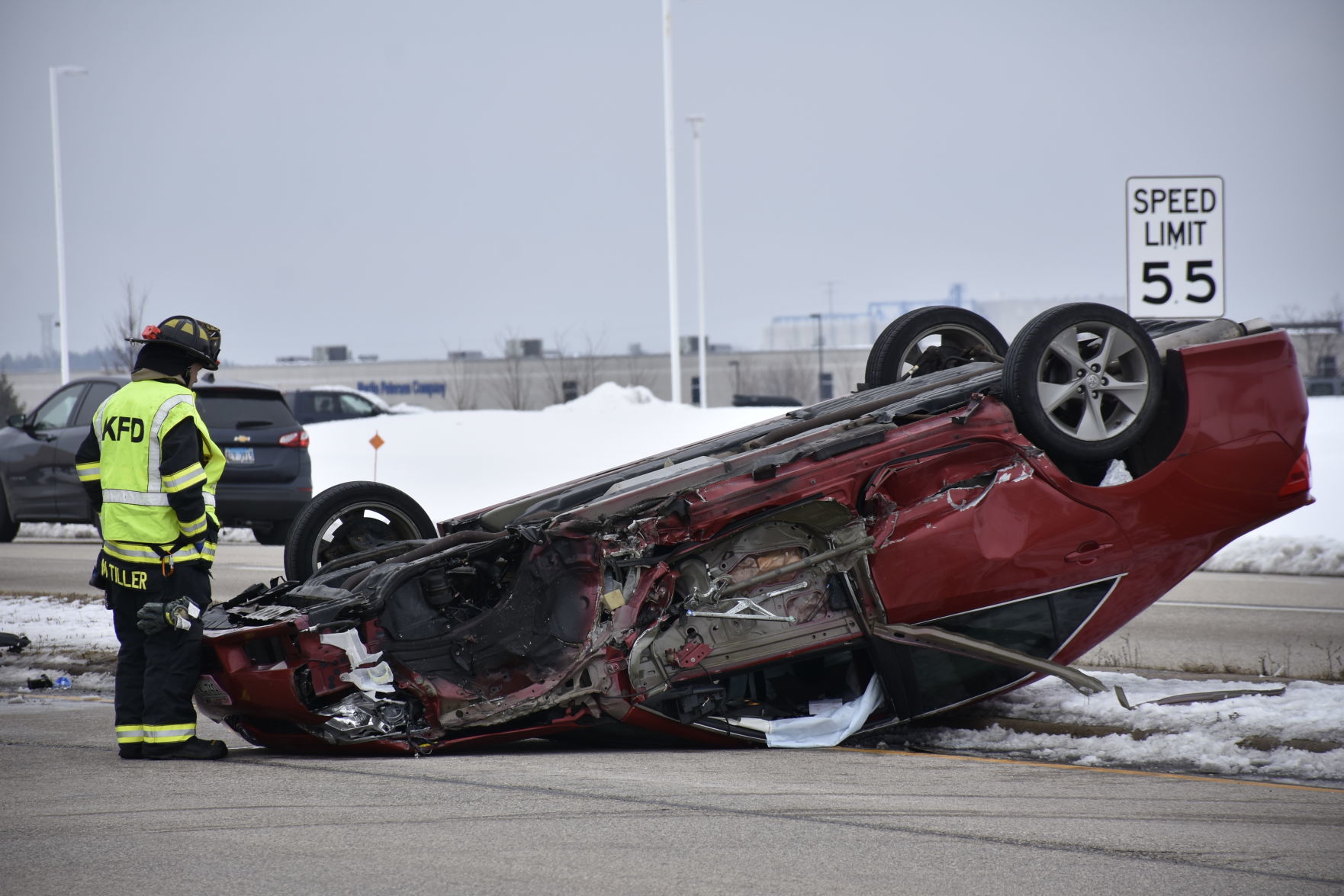 Rollover crash shuts down portion of 52nd Street