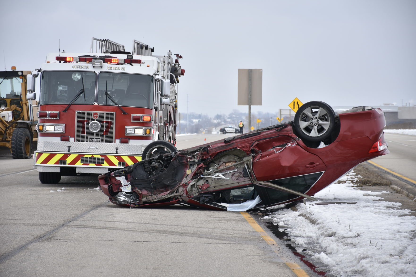 Rollover crash shuts down portion of 52nd Street