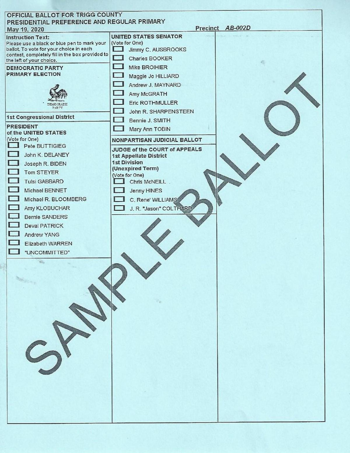 Sample Ballots Primary 2020 Cadiz Record Kentucky New Era