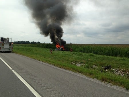 car parkway henderson pennyrile wrecked flames tenn engulfed friday woman after