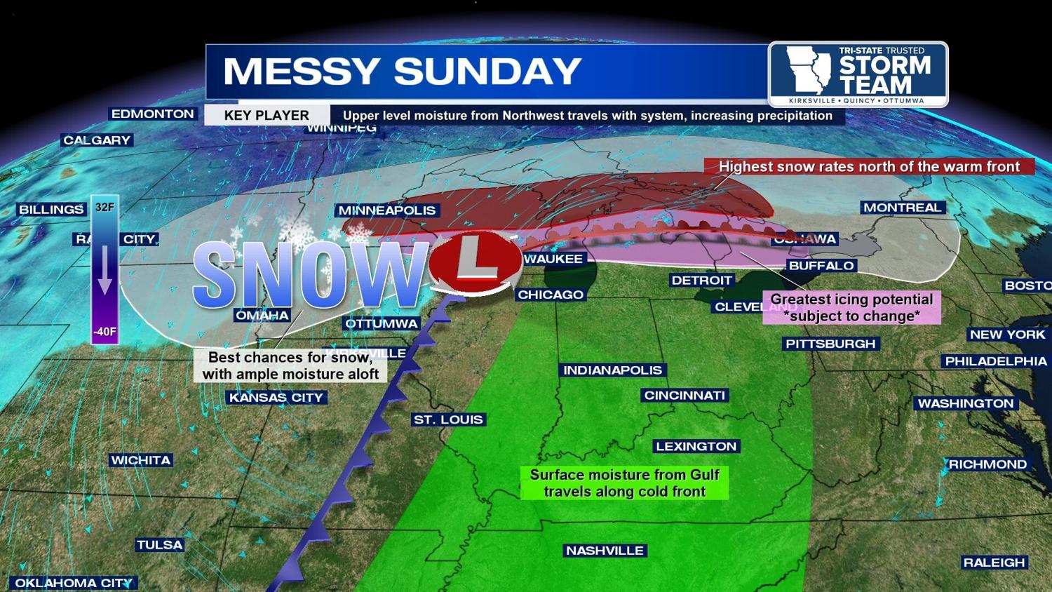 Colliding seasons for the Tri-States on Sunday, travel likely to be tricky