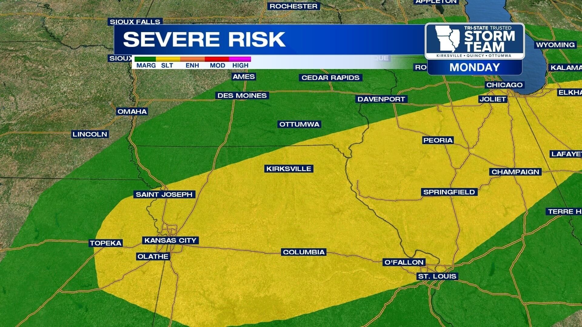 Spotty strong to severe storms possible across the Tri-States on Monday ...