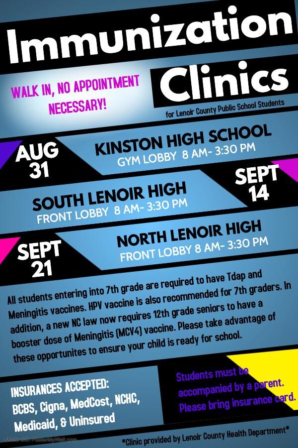 Back-To-School Student Immunization Clinics Scheduled for Aug. 3