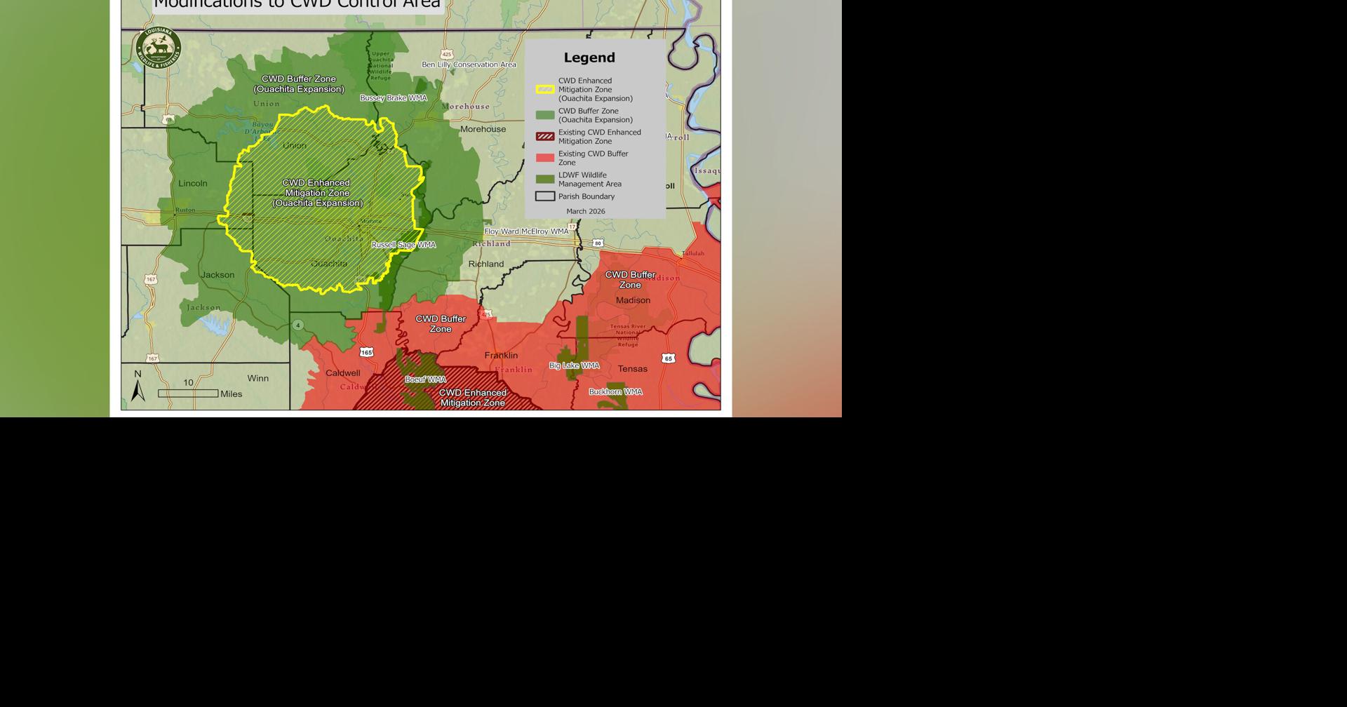 LWFC Ratifies DE Expanding Chronic Wasting Disease Control Area in Northeast Louisiana