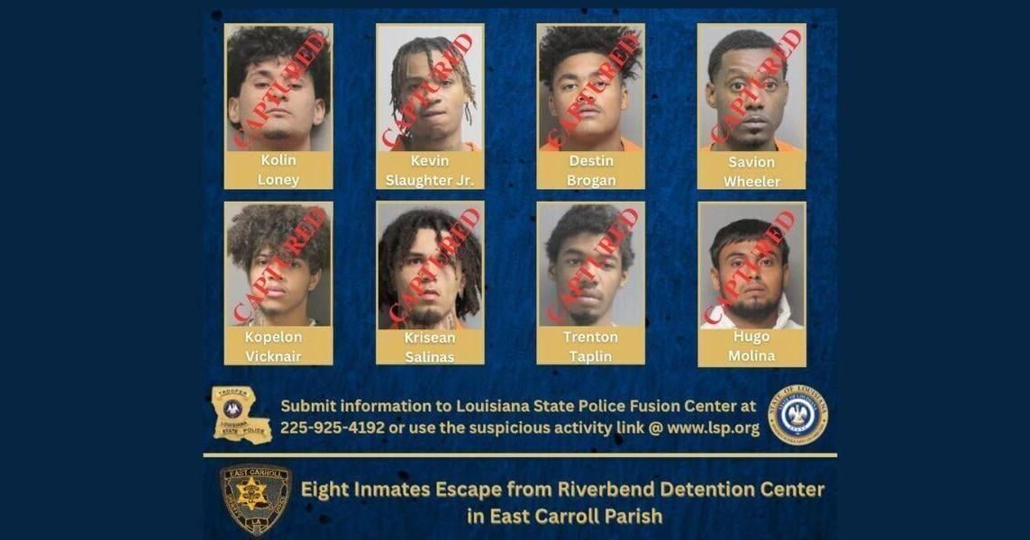 Autoridades de Louisiana recapturan a los ocho reclusos fugados en East Carroll
