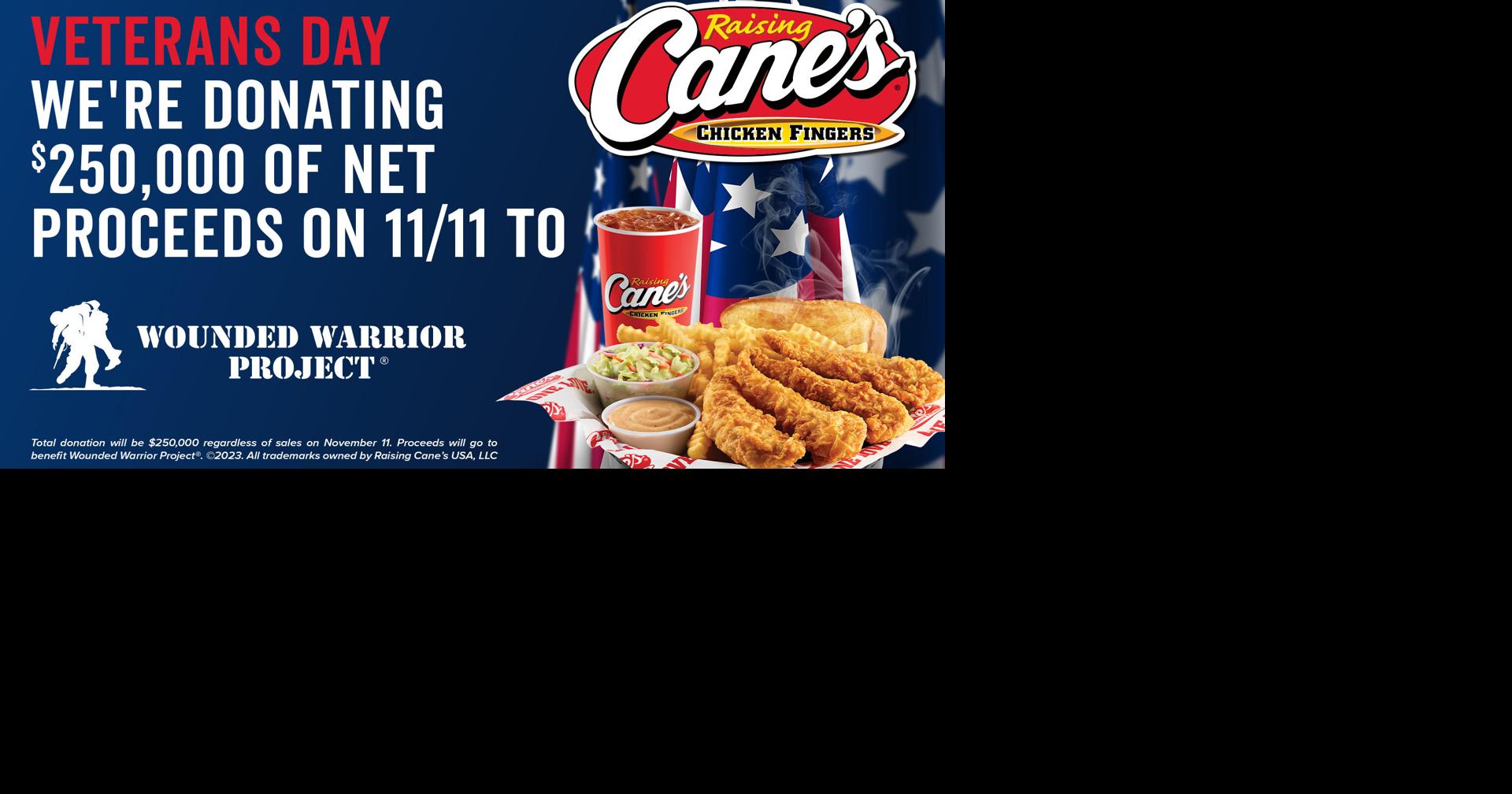 Raising Cane’s to Honor Veterans Day by Donating 250K of Net Proceeds