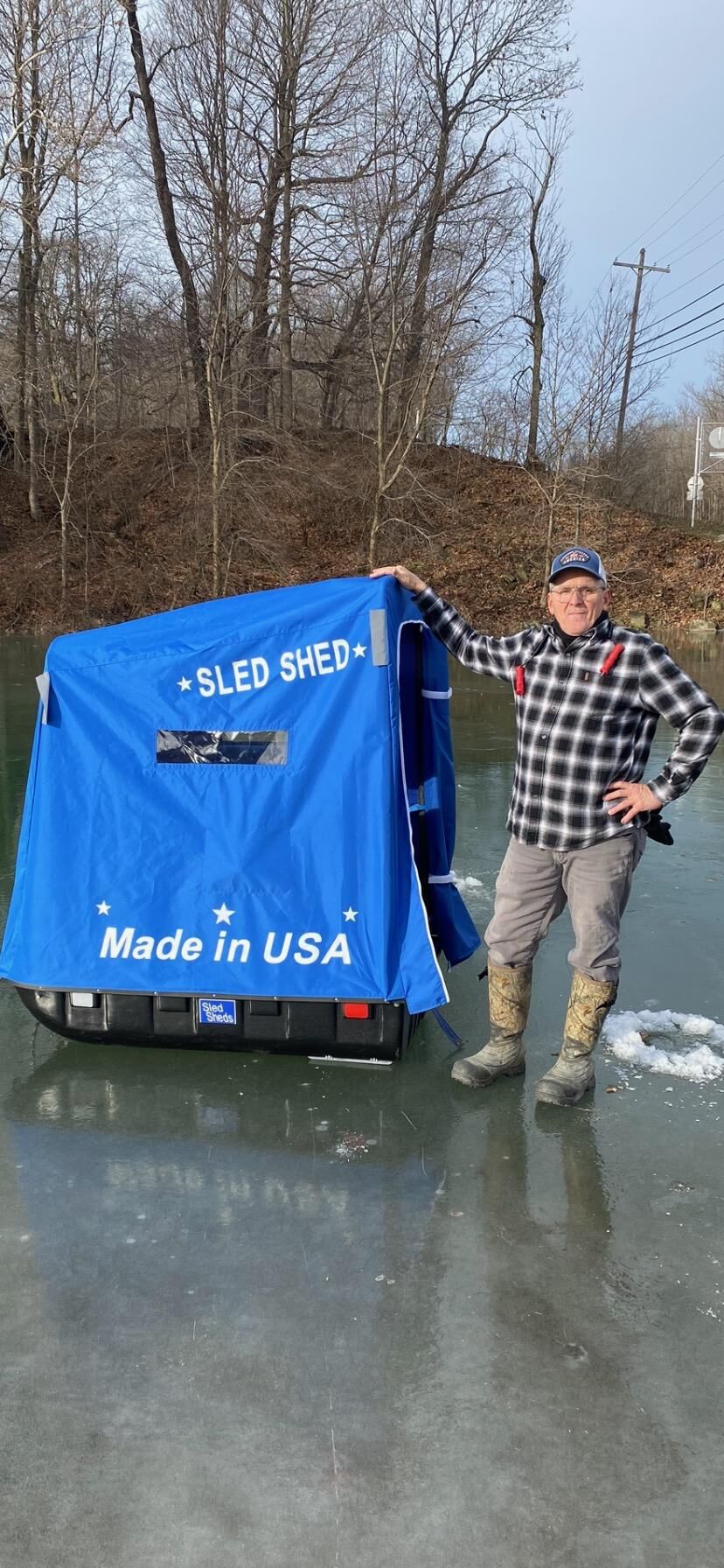 Ice fishing clearance shelter on sled