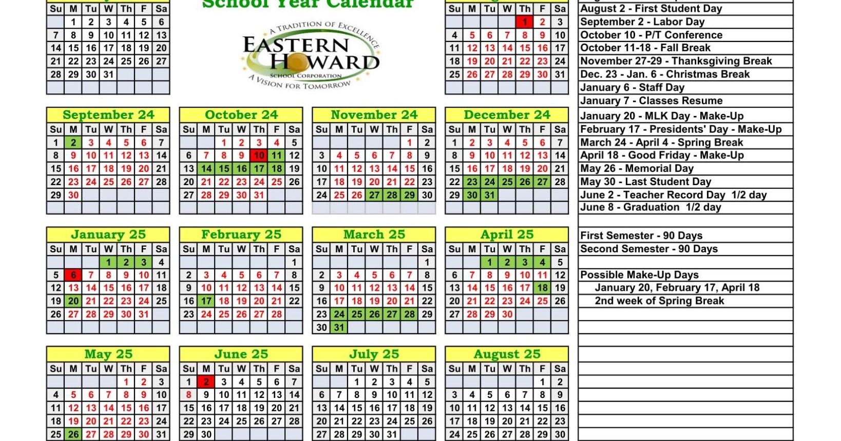Eastern Howard School Corporation 2024-25 calendar | | kokomotribune.com Eastern Howard School Corporation 2024-25 calendar | | kokomotribune.com