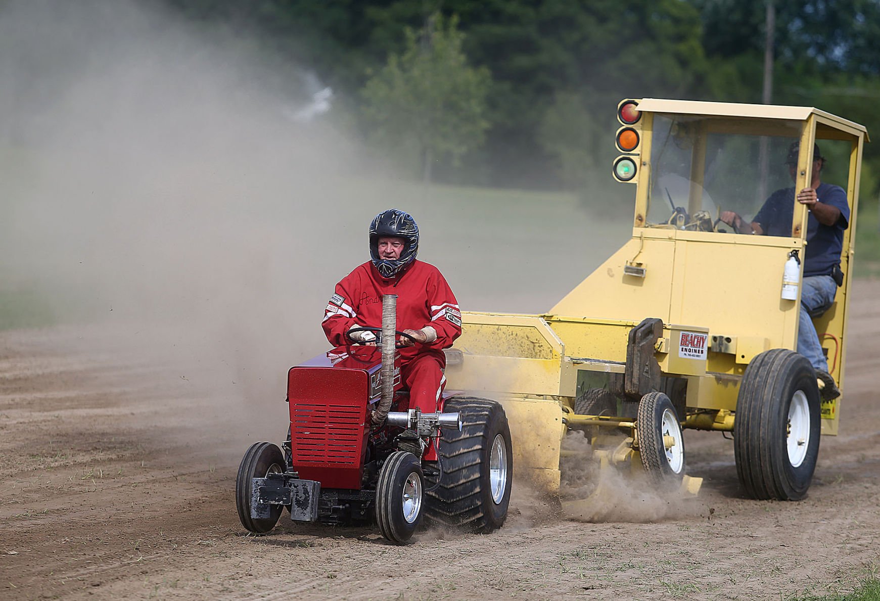 Pulling lawn store mower