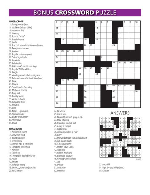 Bonus Puzzle And Sudoku For The Week Of September 15 2020 Entertainment Kokomotribune Com