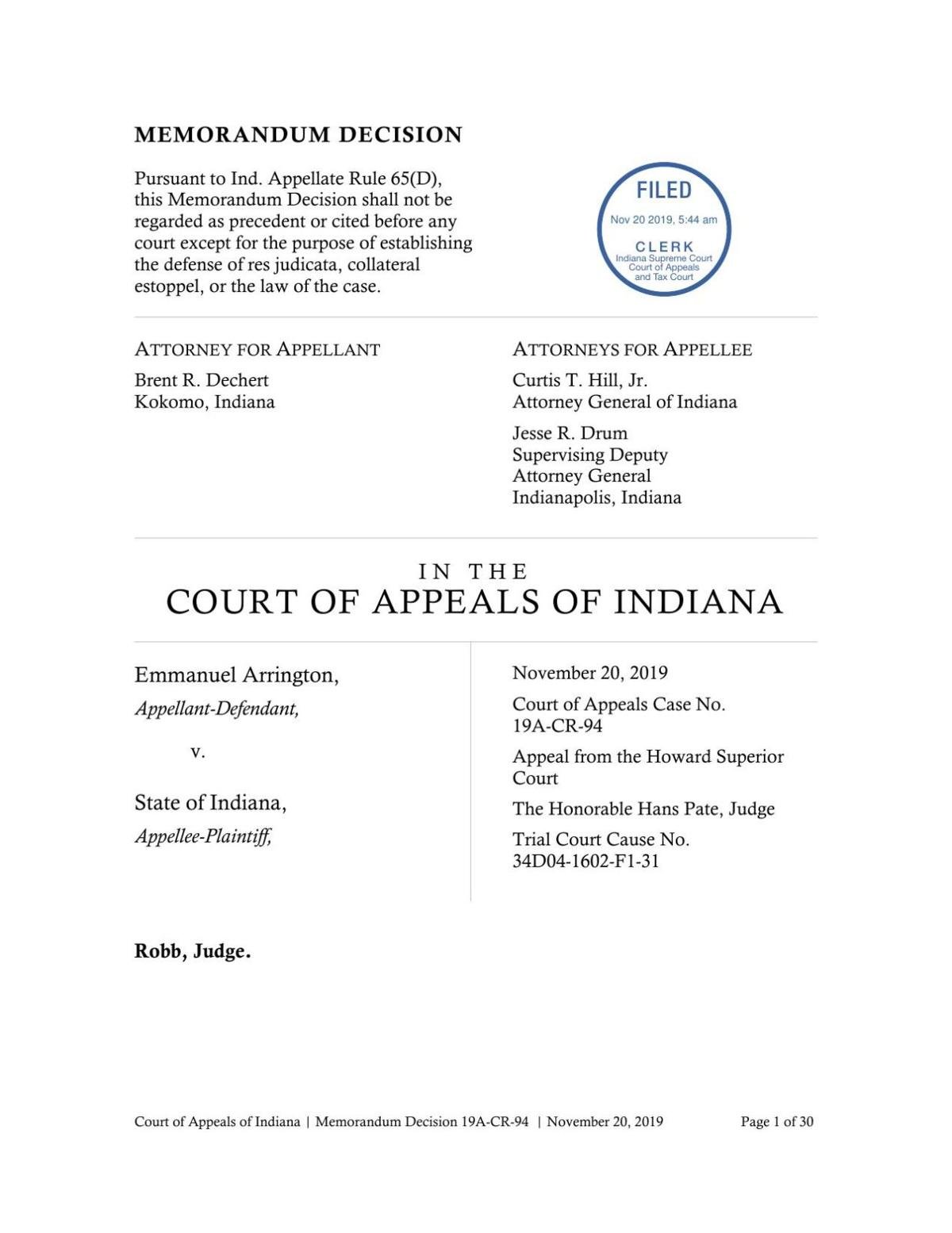 Appeals court upholds verdict sentencing in Kokomo attempted murder