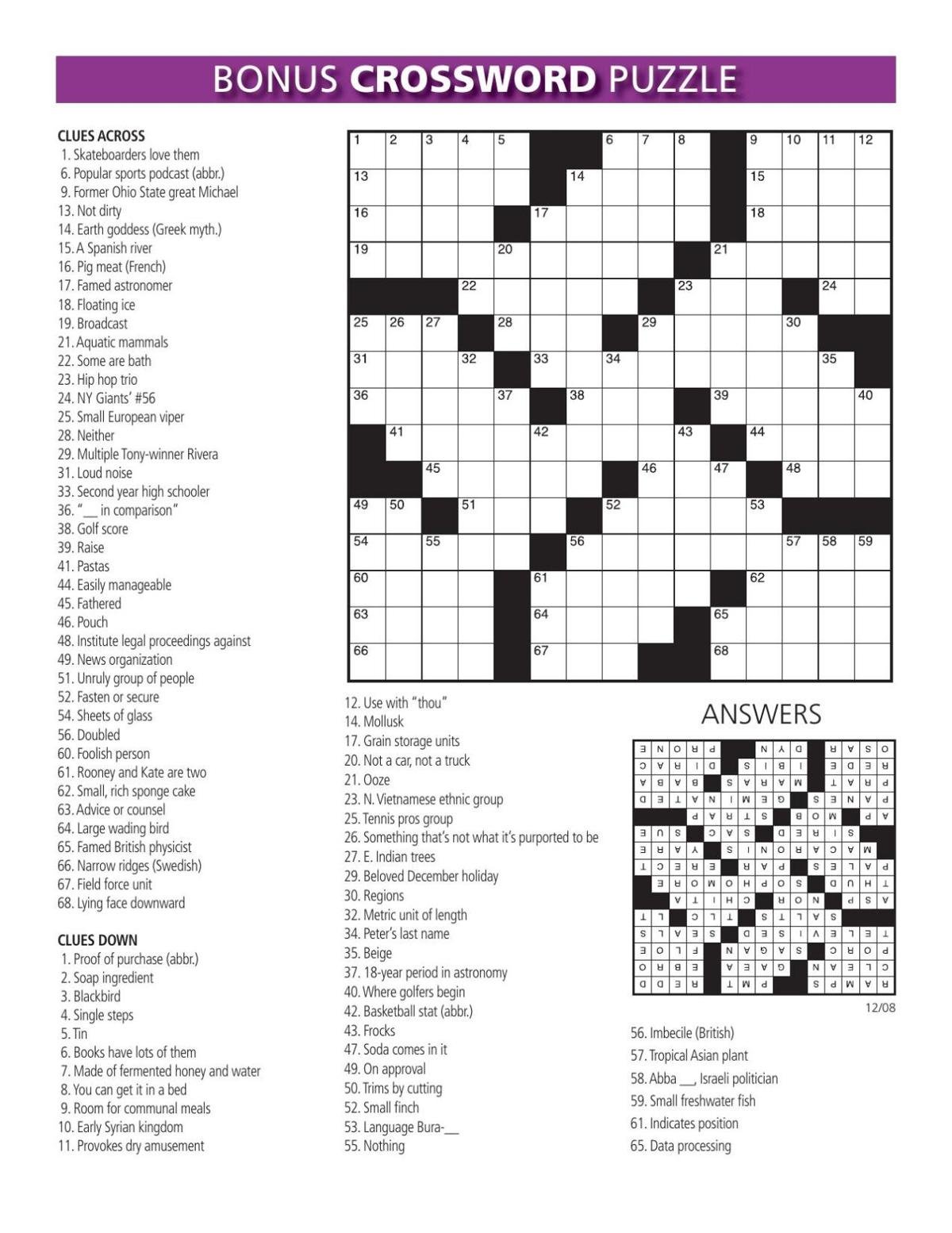 Bonus puzzle and Sudoku for the week of December 8, 2020 ...