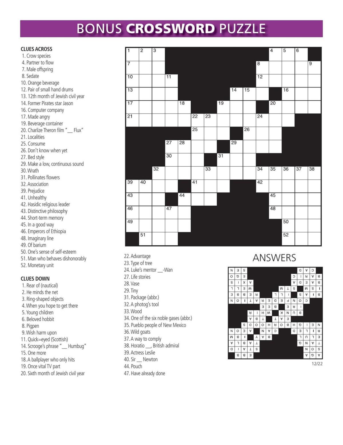 Bonus puzzle and Sudoku for the week of December 22, 2020 ...