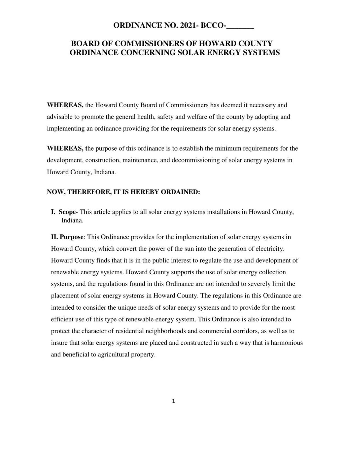 Updated Howard County solar ordinance to be voted on News