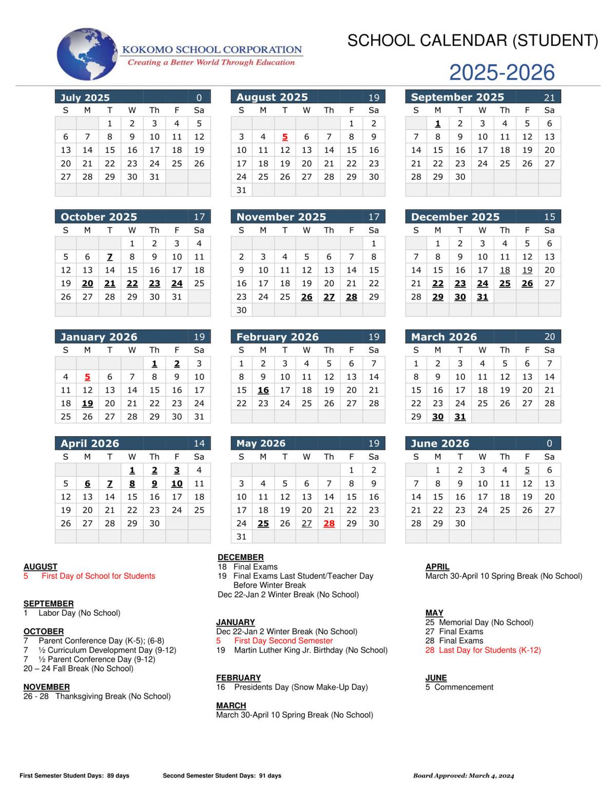 Kokomo schools OK #39 s 2025 26 calendar News kokomotribune com