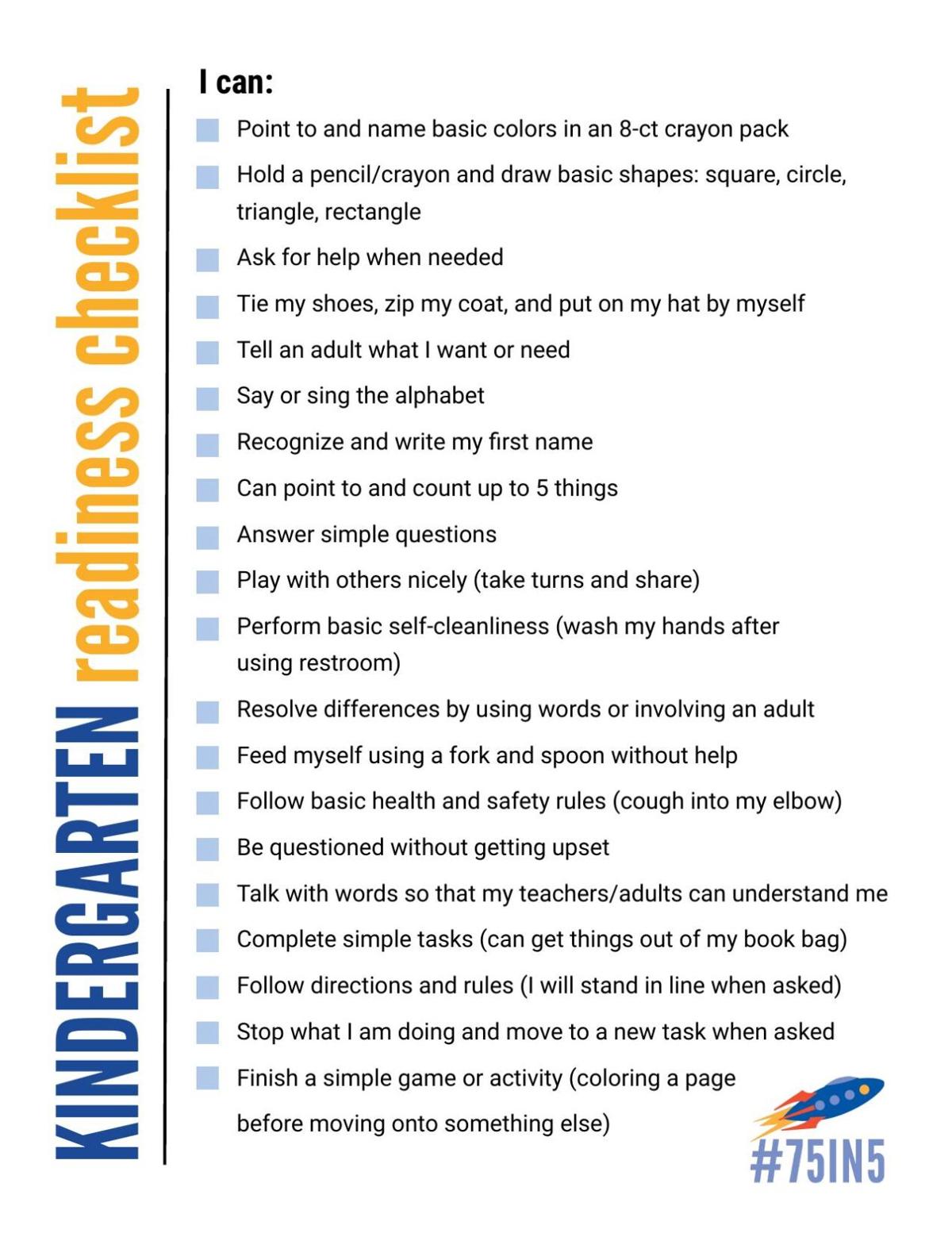 Kindergarten readiness checklist | | kokomotribune.com