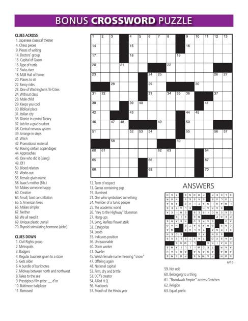 Bonus Puzzle And Sudoku For The Week Of June 16 2020