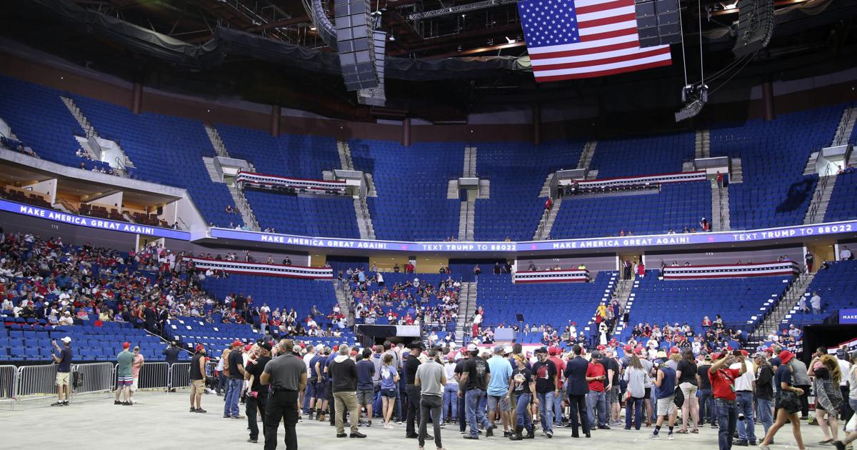 Trump Rally Seating Trump comeback rally features empty seats, staff infections | Covid-19 ...