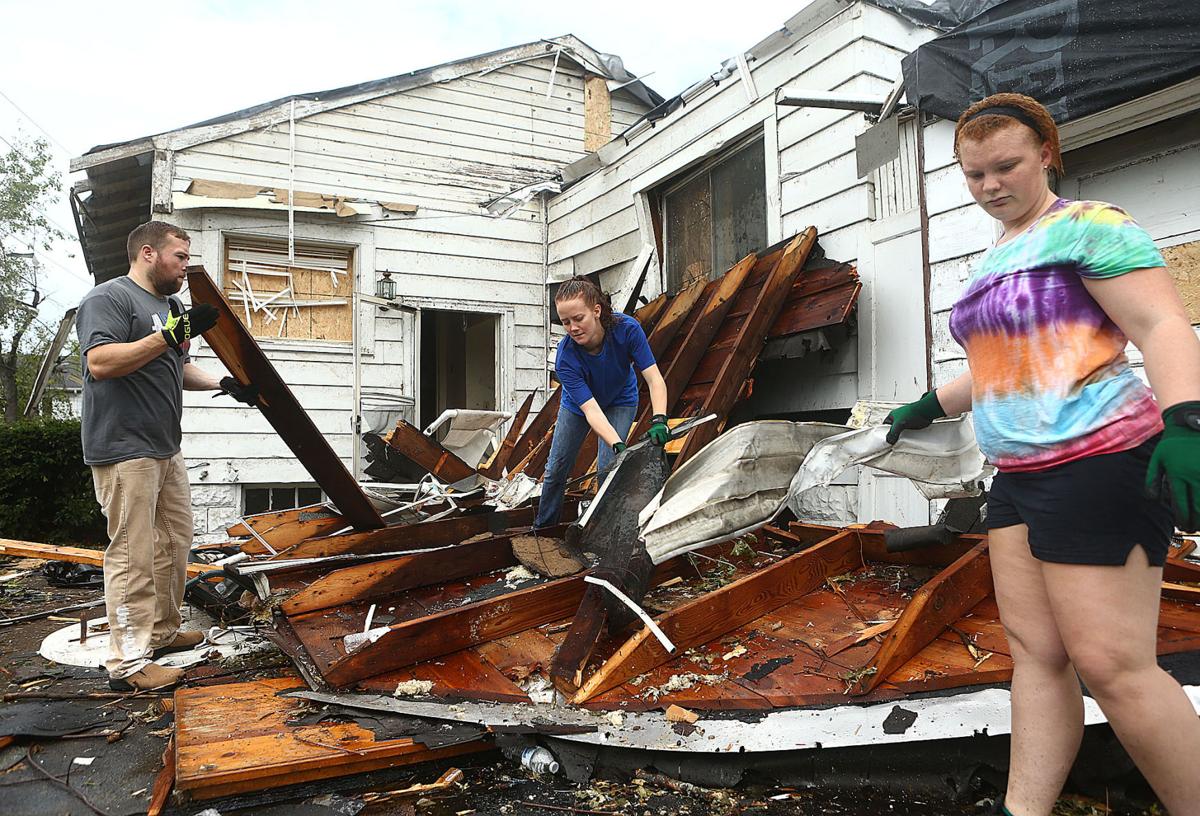 Tornado cleanup along Hoffer Street