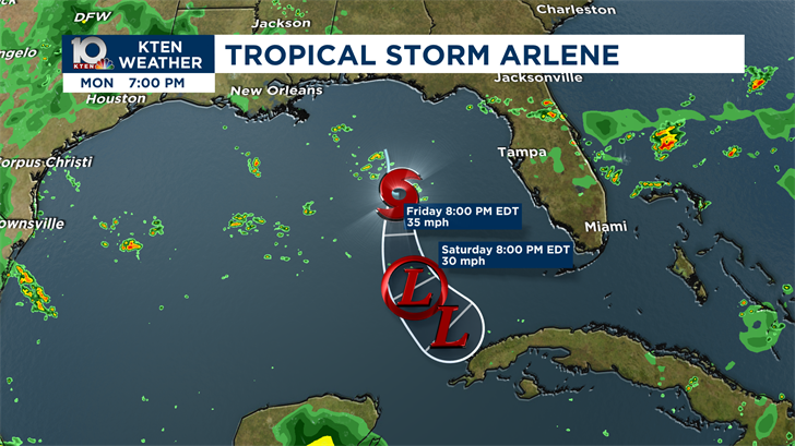 Tropical Storm Arlene forms in the Gulf of Mexico | Weather News | kten.com