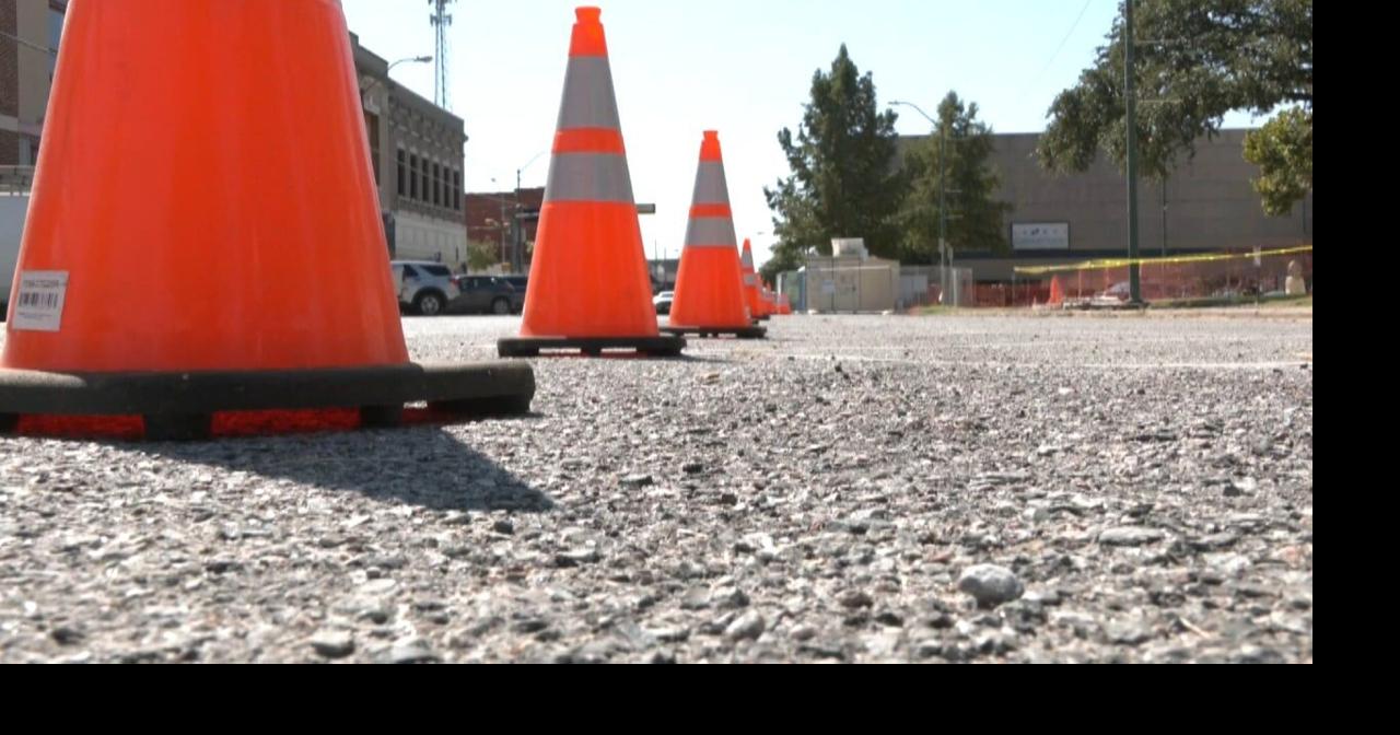 Parking spots at a premium during downtown Sherman lighting project