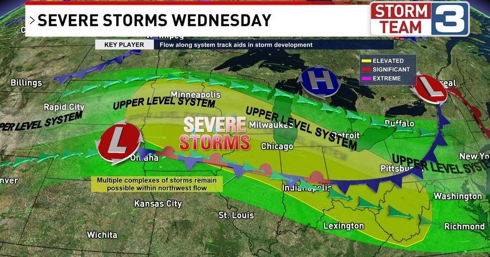 Another steamy day with strong to severe storms possible on Wednesday ...