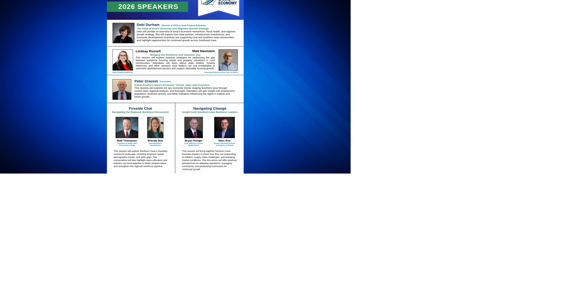 Southeast Iowa State of the Economy to be held in Ottumwa on Tuesday