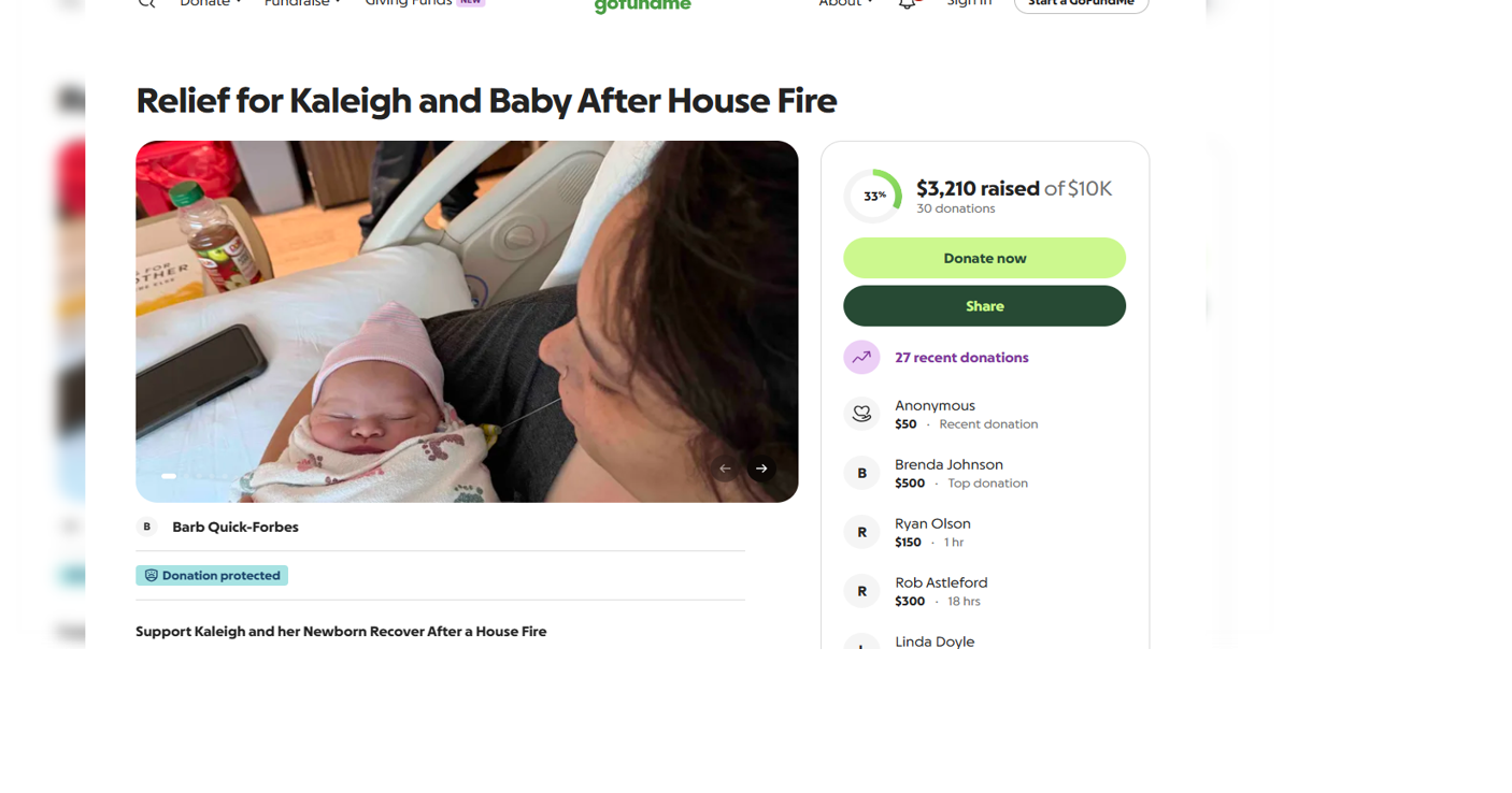 Fundraiser started for new mom and baby after house fire in Wyndmere, ND