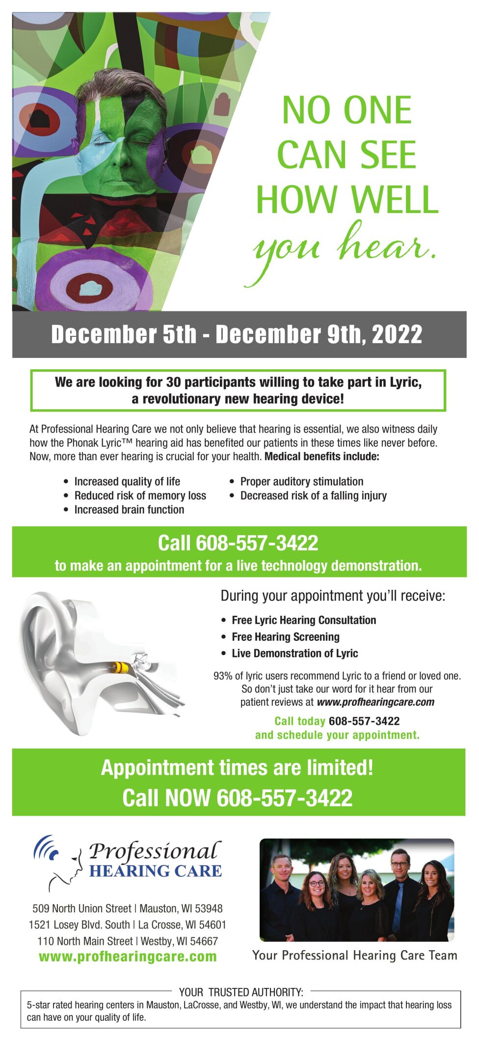 PROFESSIONAL HEARING CENTER - Ad from 2022-11-23