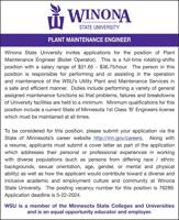 WINONA STATE UNIVERSITY - Ad from 2024-05-04