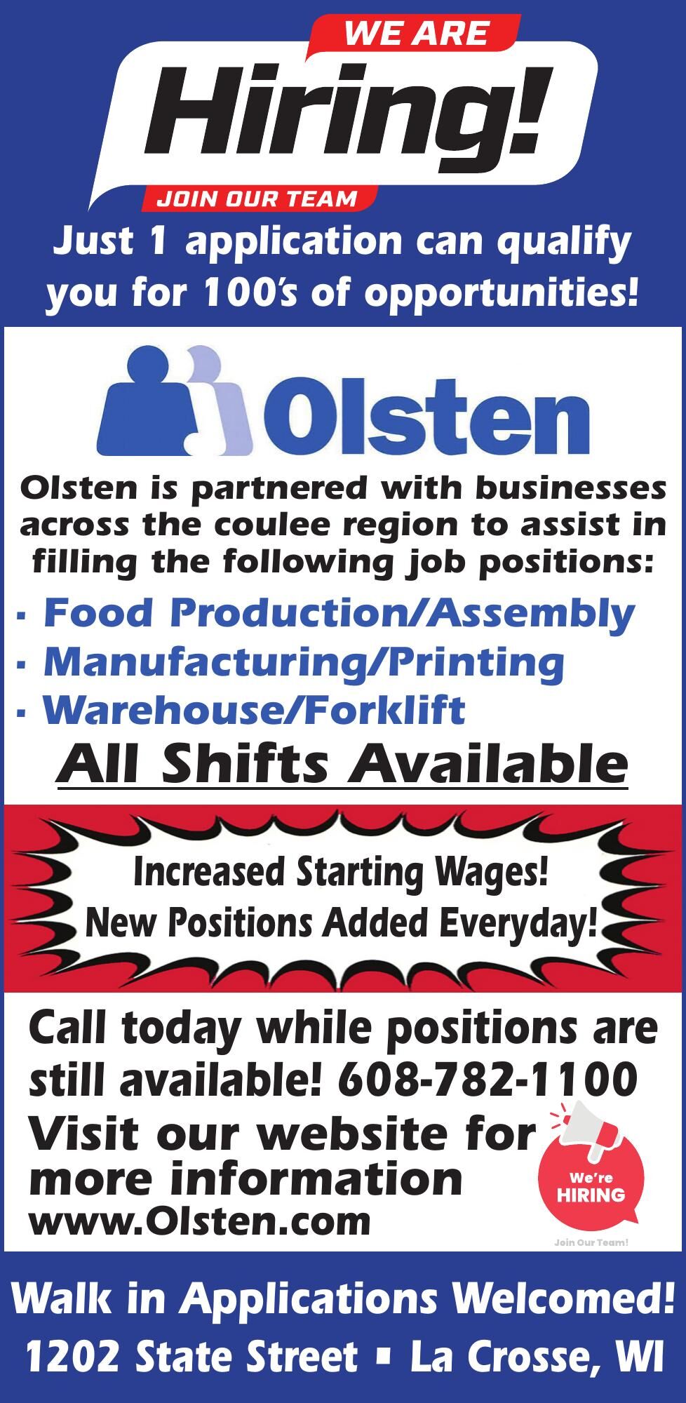 OLSTEN STAFFING SERVICES - Ad from 2023-01-22