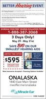 VALLEY HEARING INC / MIRACLE EAR - Ad from 2024-05-21