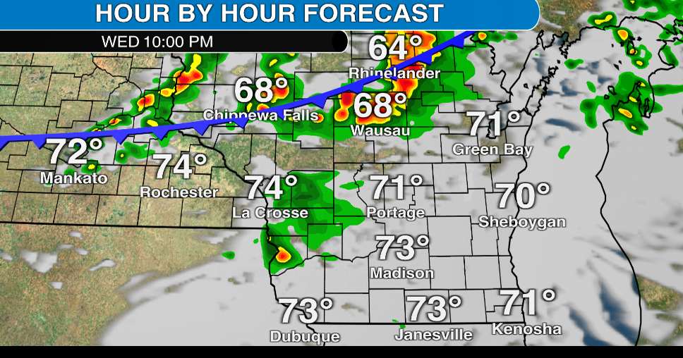 Showers and storms likely in Wisconsin Wednesday night; severe storms