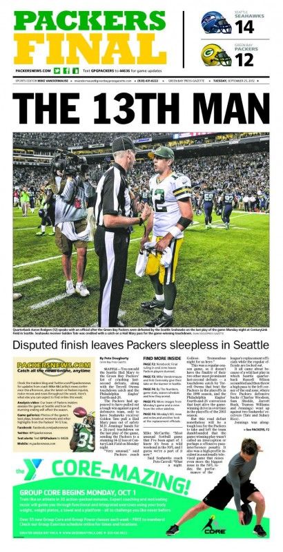 Front Pages Packers Seahawks Headlines From Wisconsin Washington Football Lacrossetribune Com [ 799 x 410 Pixel ]
